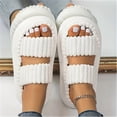 thumbnail image 3 of Women's Cross Band Slippers Fuzzy Soft House Slippers Plush Furry Warm Cozy Open Toe Fluffy Home Shoes Comfy Indoor Outdoor Slip On Breathable, 3 of 3