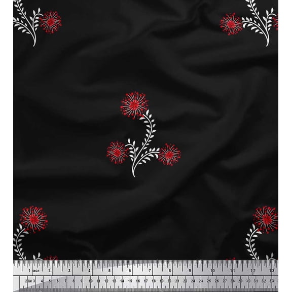 Soimoi Cotton Duck Fabric Leaves & Floral Artistic Decor Fabric Printed Yard 42 Inch Wide