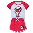 thumbnail image 2 of 2023 Demon Slayer, camiseta de dibujos animados y pantalones cortos, conjunto de pijama, ropa deportiva informal para niños, ropa de Boutique, Tops para niñas, ropa de dormir para niños 2023 zhangmenya LED, 2 of 2
