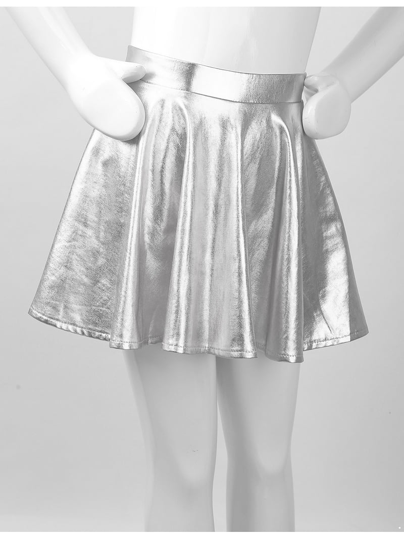 ☆*様 meltthelady string mini skirt gray M inhzoy Girls Shiny Metallic Skater Skort Skirt Silver 14