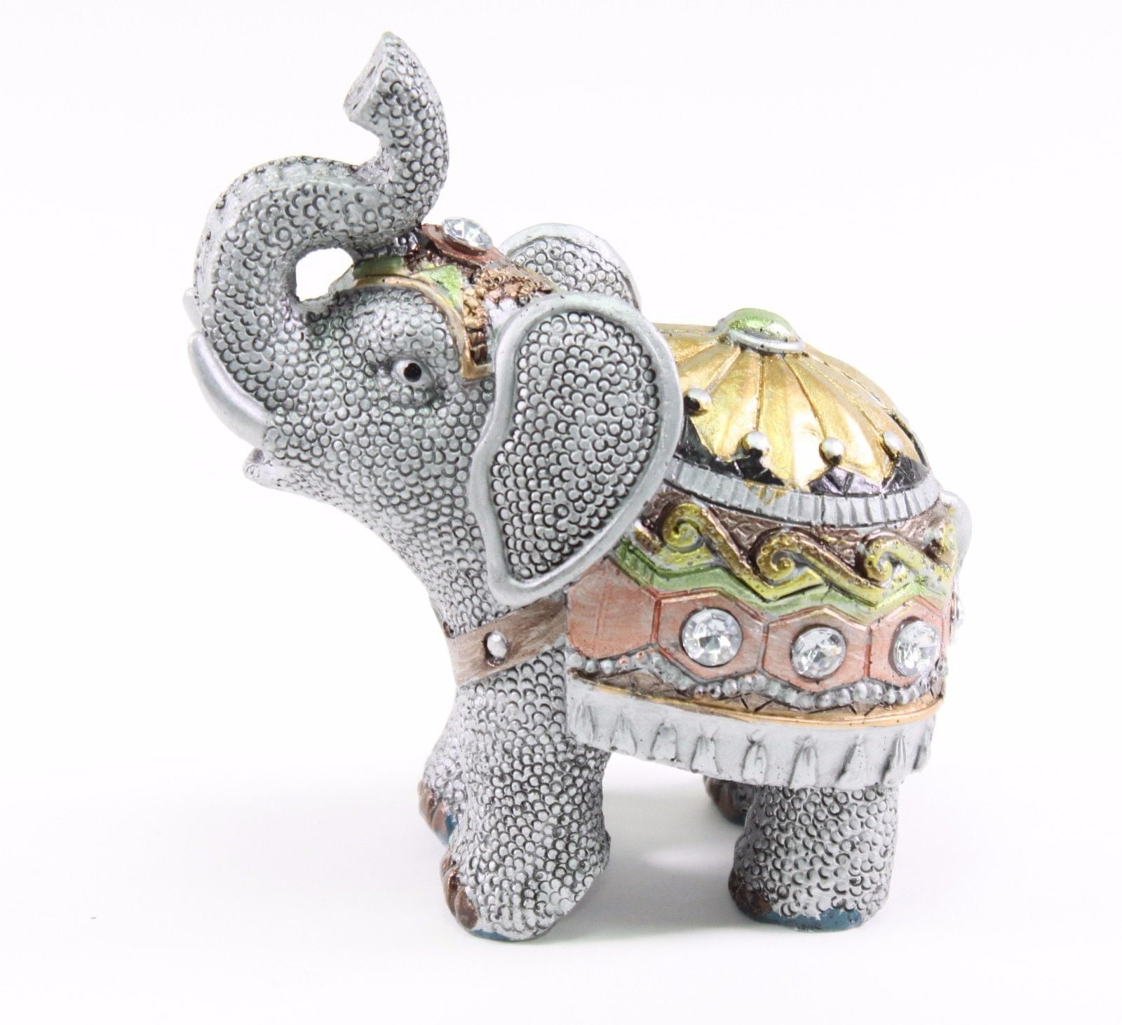 Medium Tropical Floral Elephant Figurine 5 Inch New 