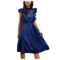 thumbnail image 1 of Vestido HUOGUO, casual, manga mariposa, volantes, chifón, para mujer, 1 of 5