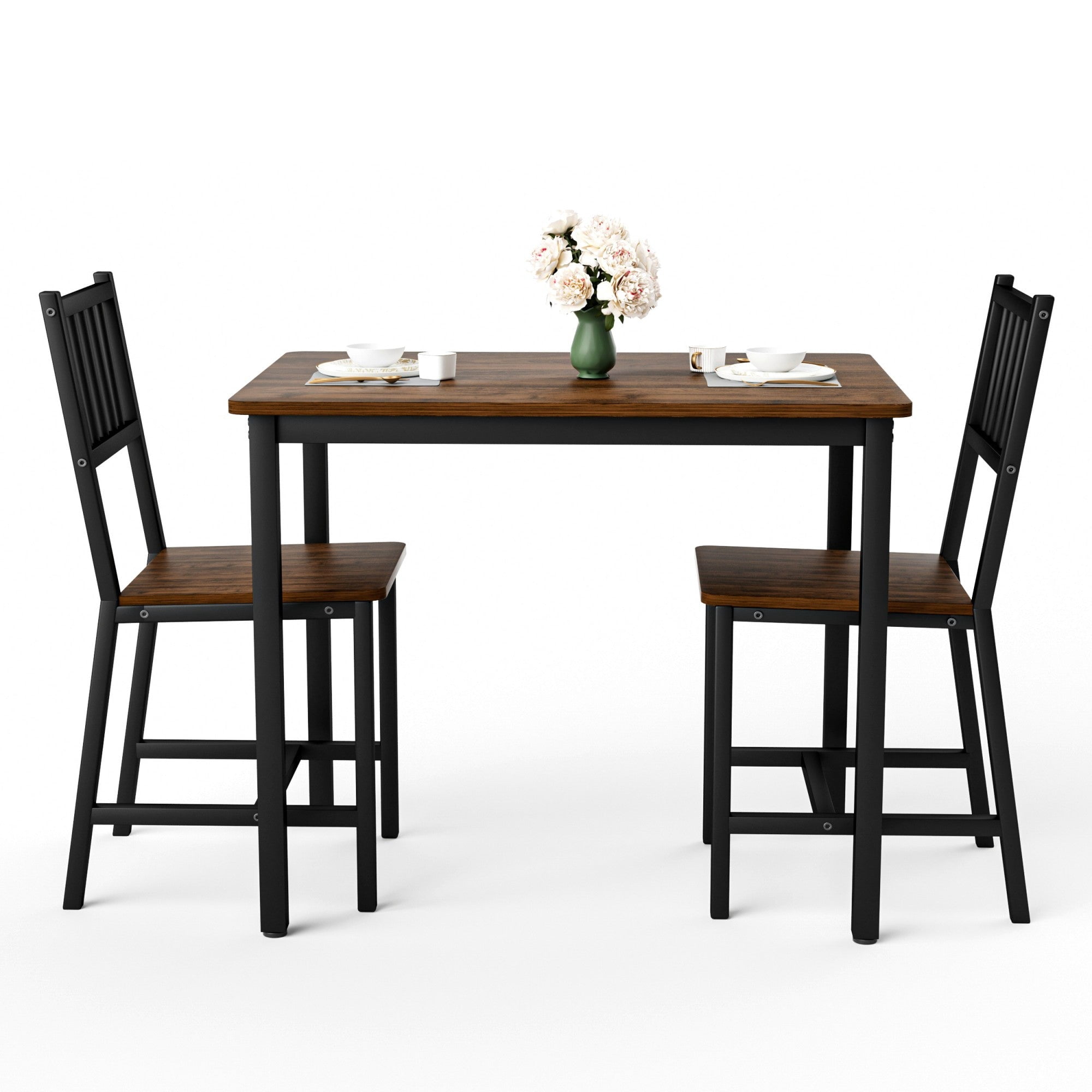 Sailvan 3-Piece Dining Table Set, 35.4″L x23.6″W x29.7″H, Bar Table with 2 Chairs