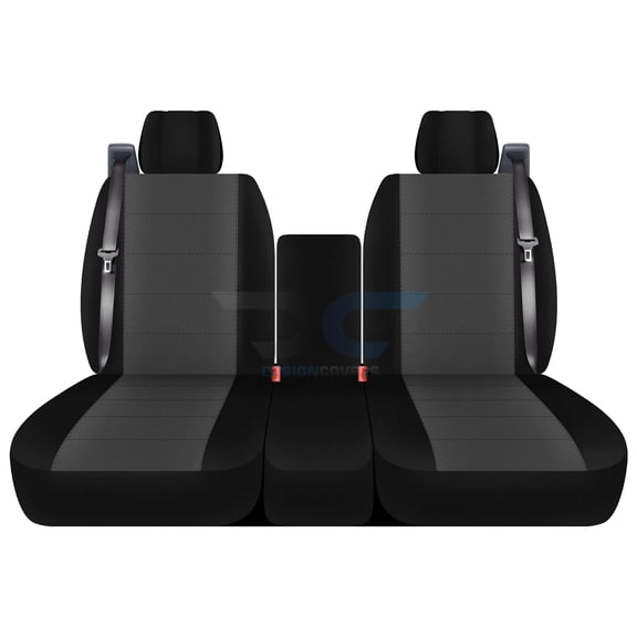 Fits 2004-2008 Ford F-150 Velour Seat Covers 40/20/40 Bench Int Seat Belt Solid Console:Blk Charcoal
