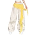 thumbnail image 3 of ManxiVoo Wrap Waist Lace Trim Layered Skirt with Scarf Belt Tie for Women Asymmetrical Style, 3 of 5