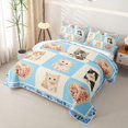 thumbnail image 3 of Homewish Blue Pet Cat Plaid Twin Quilt Set,Lovely Floral Twin Coverlet Set,2pcs, 3 of 7