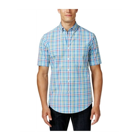 Club Room Mens Plaid SS Button Up Shirt, Blue, Small | Walmart Canada