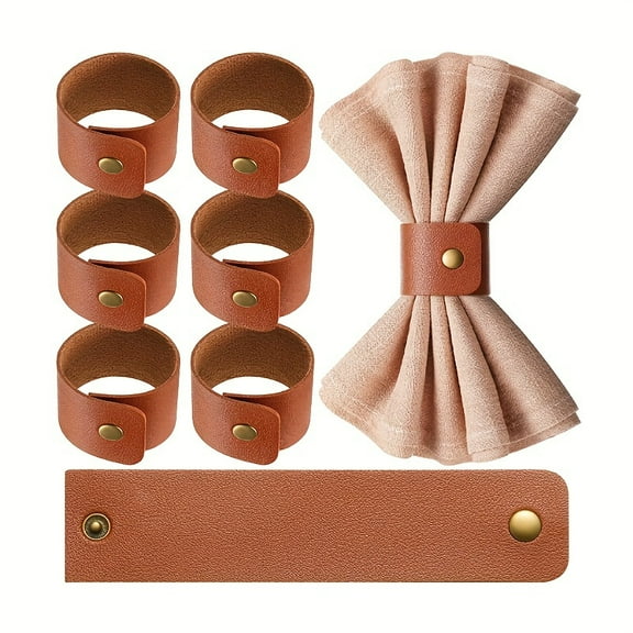 12pcs Artificial Leather Napkin Rings, Suitable For Holiday Parties, Hotel Western Restaurant Table Napkin Buckles, Thanksgiving Table Ring Decorations for restaurants/cafes