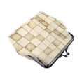 thumbnail image 4 of Lady Leather Wallet Zero 4.13 X 4.52 In Three-Dimensional Buckle Design Small Portable Easy Opening And Closing Beige Checked Hand-Drawn Sketch_1, 4 of 5