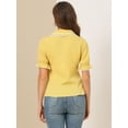 thumbnail image 5 of Unique Bargains Women's Sweet Peter Pan Contrast Collar Short Sleeves Blouse Yellow XL, 5 of 6