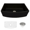 thumbnail image 3 of Ruvati 33 inch Fireclay Black Farmhouse Kitchen Sink Curved Apron-Front Single Bowl - RVL2398BK, 3 of 5
