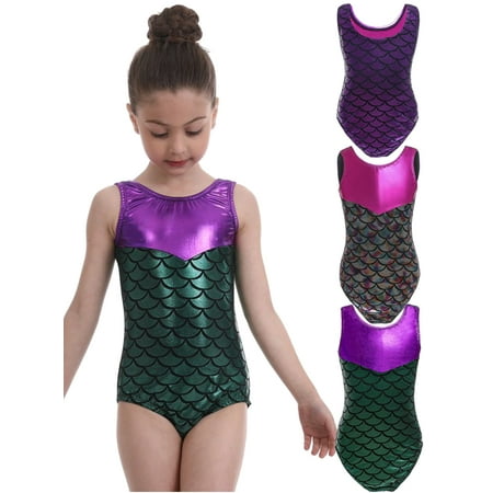 

GYRATEDREAM Girls Gymnastics Leotards Sparkly Biketard Toddler Kids Mermaid Unitard Dance One Piece Practice Outfit 3-12Y