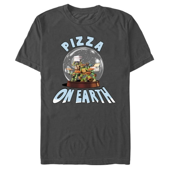 Men's Teenage Mutant Ninja Turtles Christmas Pizza on Earth  Graphic Tee Charcoal Large