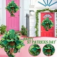 thumbnail image 2 of Clearance Items St. Patrick’S Day Leprechaun Wreath, Green Clover and Ribbon Design, Weatherproof Front Door Decor for Irish Holiday Celebrations St Patricks Day Decorations, 2 of 8