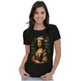 thumbnail image 3 of Christmas Mona Lisa Santa Claus Womens Slim Fit Graphic Tee Brisco Brands S, 3 of 5
