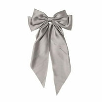 YOTMKGDO Hair Bows, Hair Ribbon Fashion Women Hairpin Clip Ribbon Retro Hair Hairclip Satin Bow Bowknot Headband, Grey