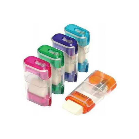 Baumgartens, BAU19550, Single-Hole Trap Door Pencil Sharpener with Eraser, 1 Each, Assorted