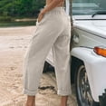 thumbnail image 3 of Idoravan Women's Plus Size Pants Clearance Womens Fashion Casual Solid Color Split Mid Waist Loose No Belt Elasticity Wide Leg Long Pants, 3 of 6