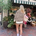 thumbnail image 4 of Women Oversized Mockneck Sweatshirt Striped Mock Neck Long Sleeve Pullover Shirt Fall Winter Lounge Tops M, 4 of 5