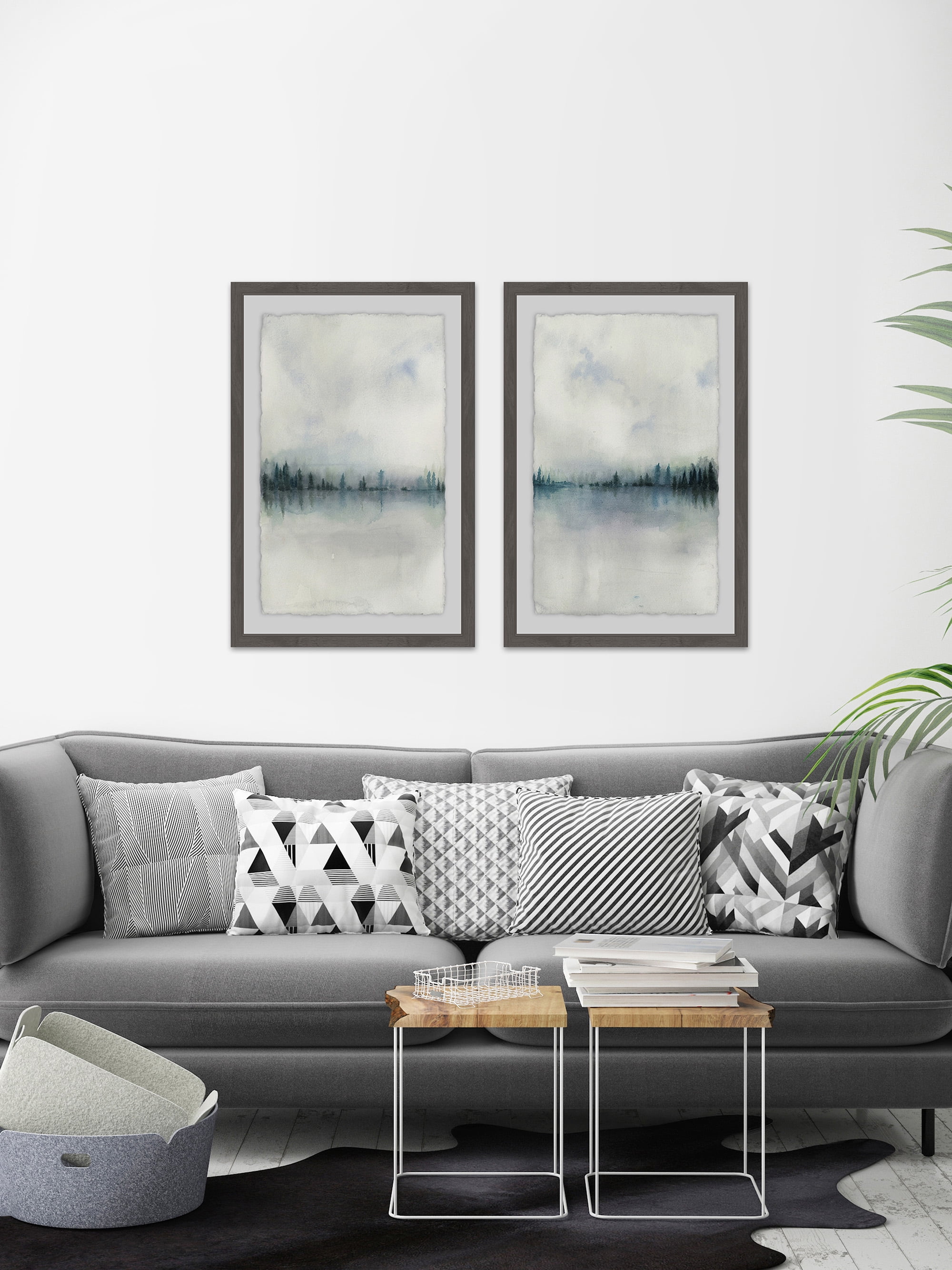 Marmont Hill Cloudy Lake Diptych, 18" x 24"