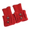 thumbnail image 4 of lionlar 1Pairs Womens Boot Cuffs Knitted Slouch Button Design Slim Winter Warm Boot red, 4 of 9