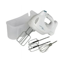 Hamilton Beach 6 Speed Hand Mixer with Snap-On Case, 3 Attachments, QuickBurst, White, 62695V