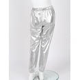 thumbnail image 4 of Vxuxlje Kids Hip Hop Dance Pants Shiny Metallic Jazz Trousers Boys Girls Sparkly Sweatpants Silver 16, 4 of 8