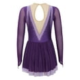 thumbnail image 3 of Alvivi Kids Girls Figure Ice Skating Ballet Dance Dress Shiny Rhinestone Long Sleeve Gymnastics Leotard Purple 8, 3 of 8