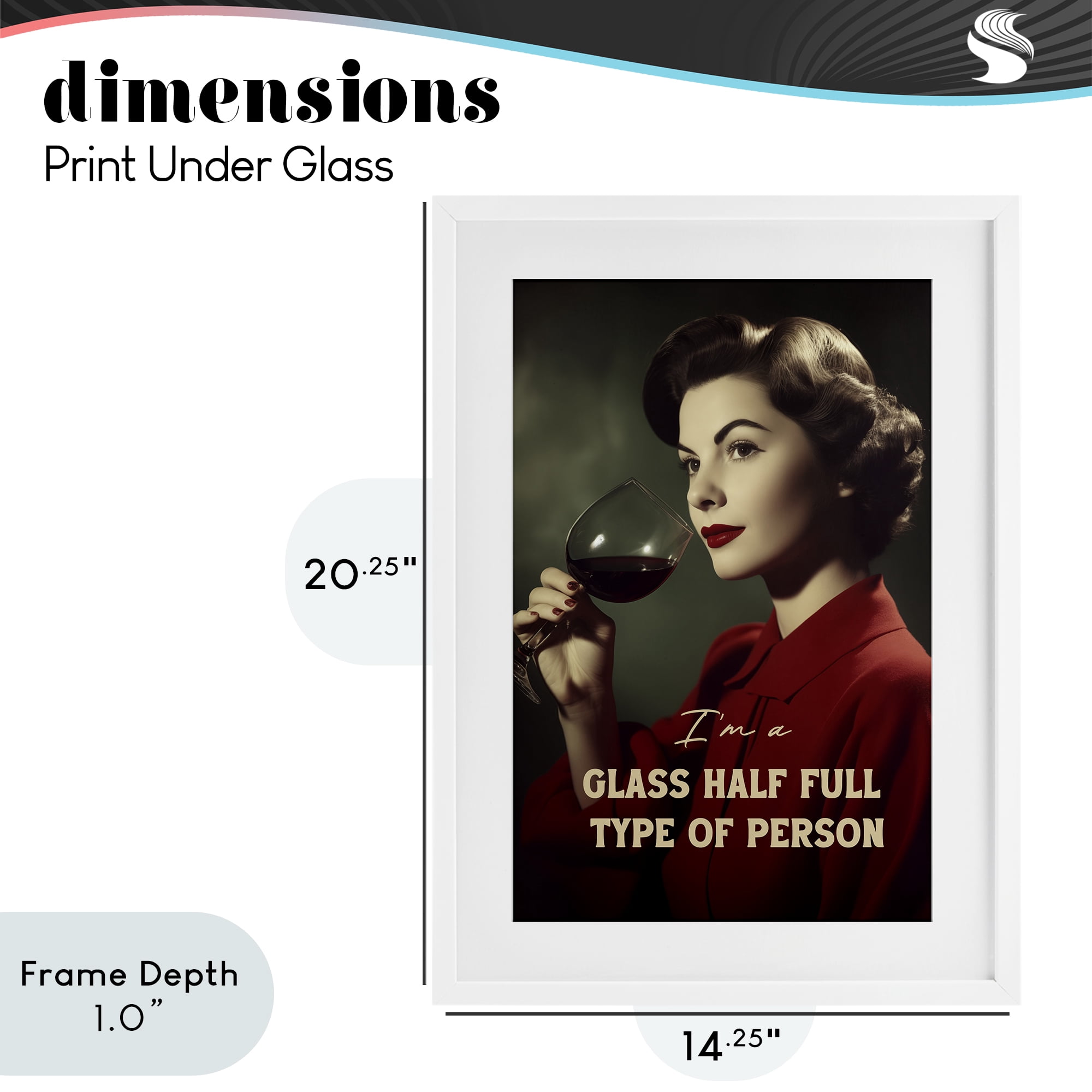 Stupell Industries Glass Half Full Person White Framed Print Under Glass, design by Andreas Magnusson
