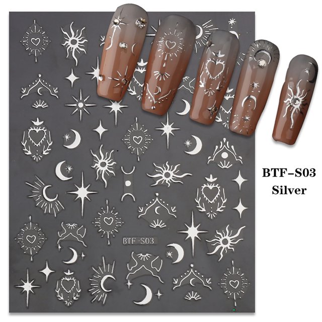 Nail Enhancement 3D Sticker 3D Gold Stamping Shining Sun Star Shining Back Adhesive Nail Stick