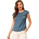 thumbnail image 1 of Blusa sedosa para mujer, cuello redondo, plisado, informal, elegante, superior Azul S, 1 of 6