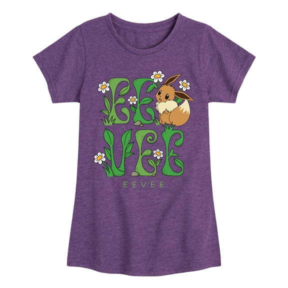 Pokémon - Eevee Floral Name - Girls Fitted Short Sleeve Graphic T-Shirt