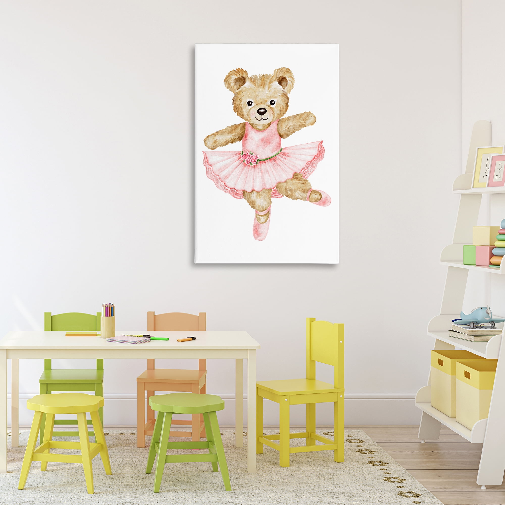 Ballerina Teddy Bear Canvas Wall Art, design by Amy Hall