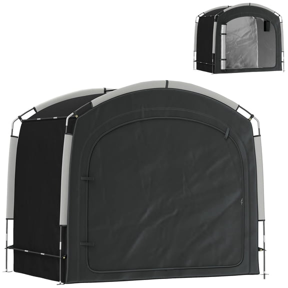 Portable Waterproof Bike Storage Shed Tent for 3-4 Bicycles 210D Oxford Fabric with Carry Bag Black