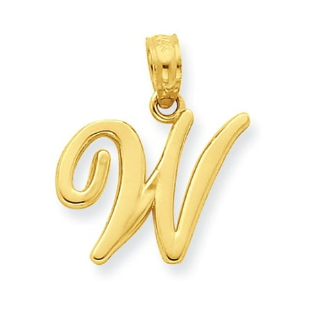 14k Yellow Gold W Script Initial Pendant.
