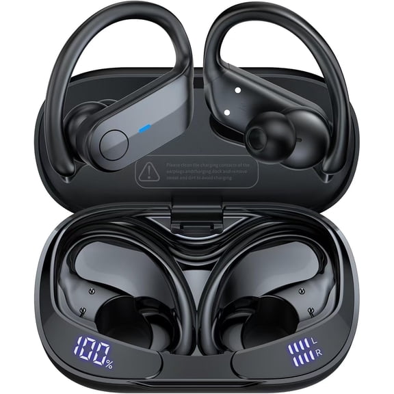VEATOOL T8 Wireless Earbuds Bluetooth Headphones Sport, 2025 Bluetooth Earbuds Stereo Ear Buds, Noise Cancelling Mic, IPX7 Waterproof Headset for Workout/Running Black