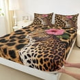 thumbnail image 3 of jejeloiu Safari Animal Cheetah Twin Sheet Sets,Chic Leopard Pattern Twin Fitted Sheet,Pink Flower Floral Flat Sheet For Kids,Breathable Home Decor,3 Pieces, 3 of 7