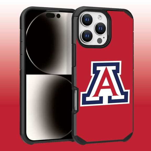 Apple iPhone 16 Pro Max (6.9) - Licensed NCAA University of Arizona Wildcats Logo on Red Textured Dual Layer Case