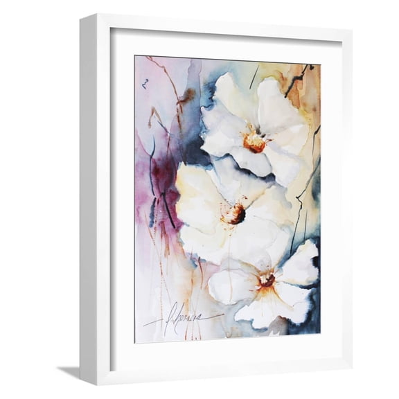 Art.com Blooms Aquas I Art Print by Leticia Herrera, White Frame Wall Art, 17" x 21"
