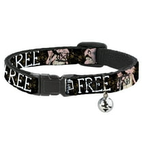 Harry Potter Breakaway Cat Collar With Bell, Plastic Clip, Easy Adjustable, Dobby Is Free 3 Dobby Poses Star Swirls Black Gold White, 8.5 to 12 Inches 0.5 Inch Wide