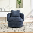 thumbnail image 2 of S-HOME 30 Inch Swivel Barrel Accent Chair with Pillow in Soft Gray Chenille for Reading Room and Lounge Use，Navy, 2 of 9