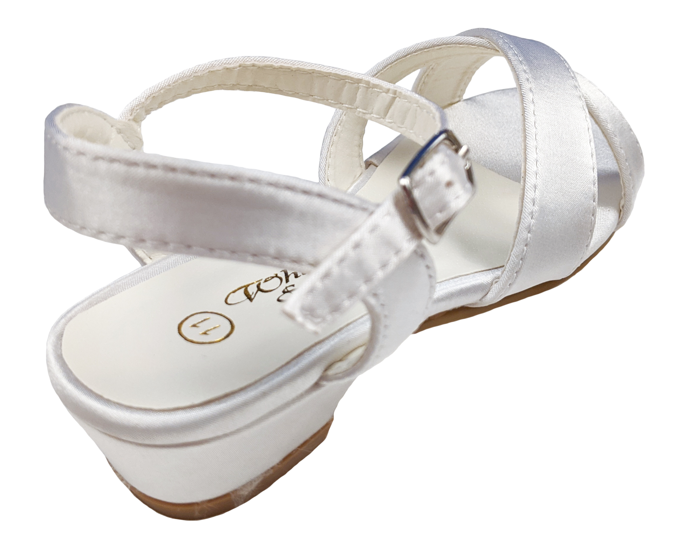 Little Things Mean A Lot Girls White Satin Dress Sandals with Heel (Little Girl, Big Girl) - image 2 of 6