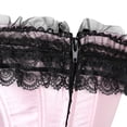 thumbnail image 2 of Sexy Satin Lace Overlay Corset Bustier Overbust Burlesque Corselet Top Bodyshaper Lingerie Showgirl Party Costume Plus Size, 2 of 3
