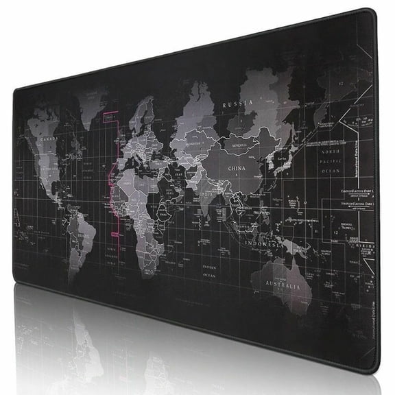 Gaming Mouse Pad Extended Mouse Map Mat (World Map 31.5"x11.8"inch,3mm),Nonslip Base, Thick, Comfy, Waterproof and Foldable Mat for Desktop, Computer, Laptop, Keyboard, Consoles, Black
