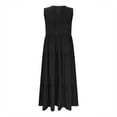 thumbnail image 4 of Summer Dresses for Women 2025, Women's Fashion Casual Solid Color V-Neck Pullover Sleeveless Pullover Long Dress(Black,S), 4 of 8