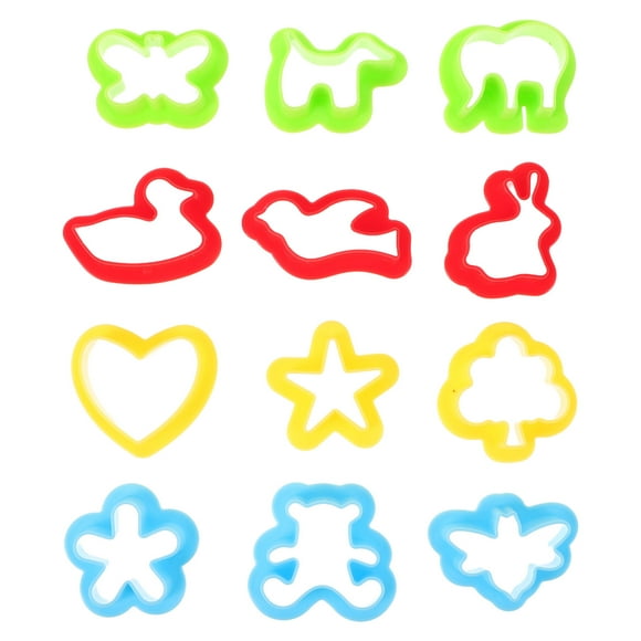 Miangastore Durable Plastic Clay Cutter Set with Embossing Molds for Kids Play and Learning 12pcs