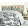 thumbnail image 5 of Ambesonne Floral Duvet Cover Sets, Plant Blossom Spring, 2-Queen, Black Grey White, 5 of 7