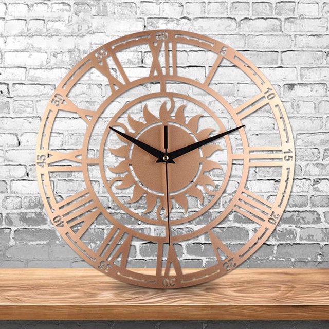 Reloj de Pared Pulgadas, Reloj de Pared de Redondo, Sin Tictac, Funciona con Pilas, Decoración Del Hogar para Sala de Estar, Dormitorio, Dorado Macarena Reloj de pared