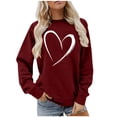 thumbnail image 5 of Jinhomg Womens Heart Print Sweatshirts Fall Lightweight Cozy Long Sleeve Crewneck Sweatshirt Valentines Day Casual Pullover Tops Wine XXL, 5 of 7