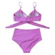 thumbnail image 5 of Conjunto de bikini cruzado con cuello halter y cintura alta para mujer, trajes de baño de dos piezas con efecto push up, 5 of 8